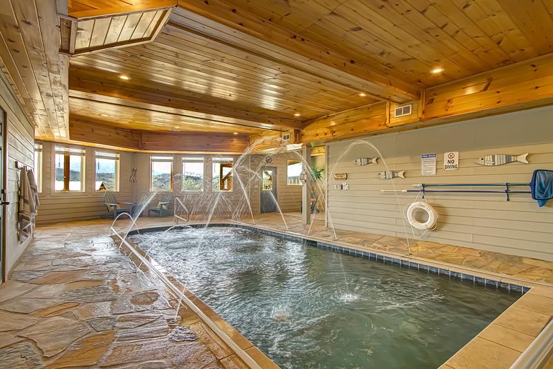 Indoor swimming pool cabin in the Smoky Mountains.  at A Point of View in Gatlinburg TN