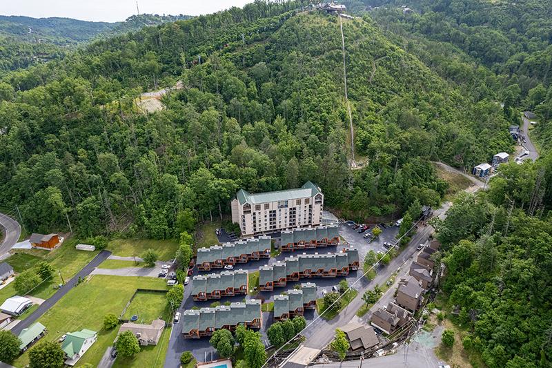 Arial view of Gatlinburg Towers Condos. at Bearfoot Lodge in Gatlinburg TN