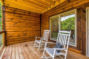 Relaxing rockers for taking in nature at your cabin in the Smokies. at Big Splash Lodge in Gatlinburg TN