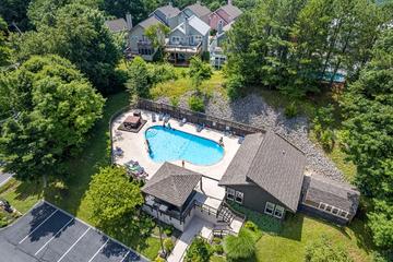 Gatlinburg High Chalet Condos outdoor swimming pool. at A Moonlit Kiss in Gatlinburg TN