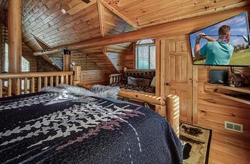 Relax to those late night tv shows from bed. at A Great Escape in Gatlinburg TN