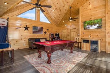 Your cabin rental's pool table. at Big Splash Lodge in Gatlinburg TN