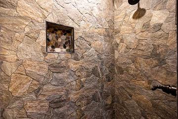 Step into the stone shower of your 2nd bedroom. at Morning View in Gatlinburg TN