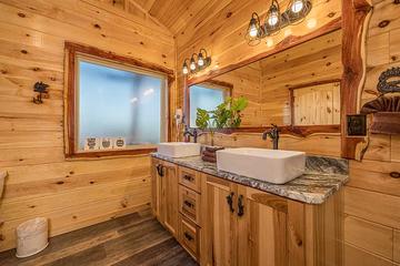 Plenty of room to get ready with double basin sinks. at Morning View in Gatlinburg TN