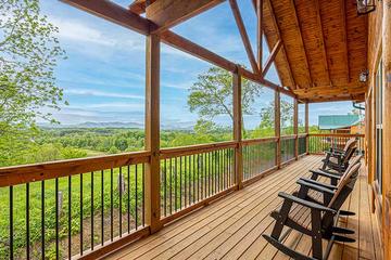 Take in wonderful views of the Smokies from your cabin's front porch. at Morning View in Gatlinburg TN