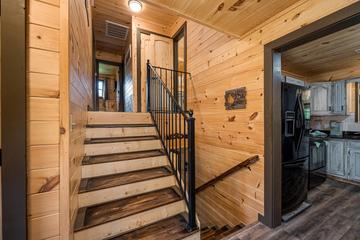 Cabin stairway upstairs and down to the game room. at Mountain Creek View in Gatlinburg TN