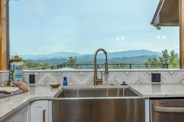 Wow the mountain views from your cabin's kitchen. at Five Bears Mountain View Lodge in Gatlinburg TN