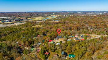 Smoky Mountains Fall aerial surrounding your cabin rental getaway.  at Stonehenge Cabin in Gatlinburg TN