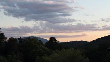 Sunset over your cabin in the Smoky Mountains of Tennessee. at Moonlight Pines Lodge in Gatlinburg TN