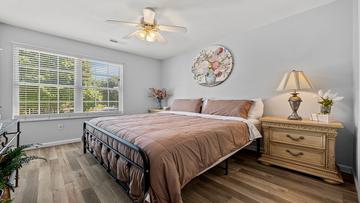 Master bedroom at River Waltz Cottage at River Waltz in Gatlinburg TN