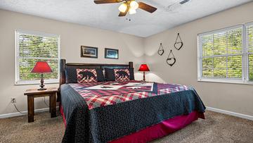 Cabin's second bedroom with king bed. at Bear Crossing in Gatlinburg TN