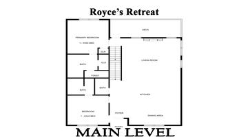 Pigeon Forge Resort Cabin Rental Main level floor plan for big 6 bedroom plus resort cabin rental Pigeon Forge.