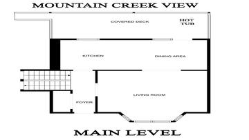 Smoky Mountains Cabin Rental Mountain Creek View Floorplan Main Level Floor plan's Main Level of Smoky Mountains cabin rental Mountain Creek View.