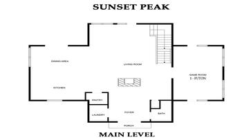 Smoky Mountains Cabin Rental Main Level Floorplan Main level floorplan for Smoky Mountains cabin rental Sunset Peak.