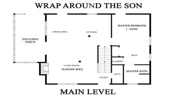 Floorplan Main Level Wrap Around The Son Smoky Mountains cabin floorplan main level.
