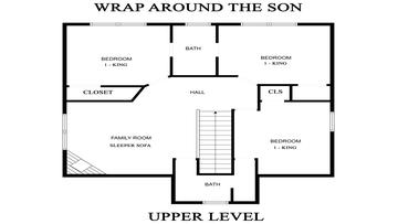Floorplan Upper Level Wrap Around The Son Smoky Mountains cabin floorplan upper level.