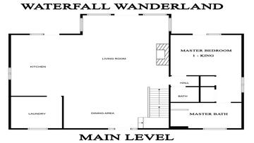Smoky Mountains Cabin Rental Main Level Floorplan Main level floorplan for Smoky Mountains cabin rental Waterfall Wanderland.