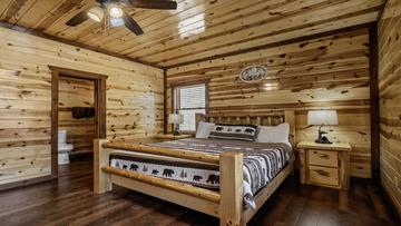 Bedroom Two Of Eight Second bedroom of your 8BR cabin in the Tennessee Smoky Mountains.