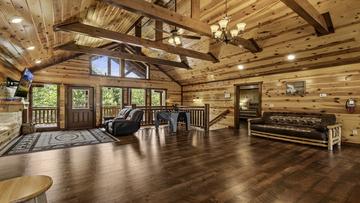 Sleeper Futon Your cabin's game room offers relaxing seating doubling as more sleeping space when needed.