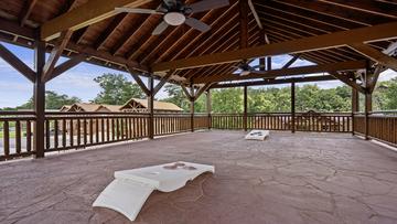 Corn Hole Game Have some family fun playing corn hole under the large covered deck.