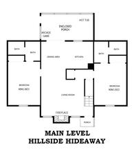 Smoky Mountains Cabin Rental Main Level Floorplan Main level floorplan for Smoky Mountains cabin rental Hillside Hideaway.
