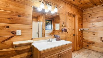 The well lit bath makes readying for outings easy.