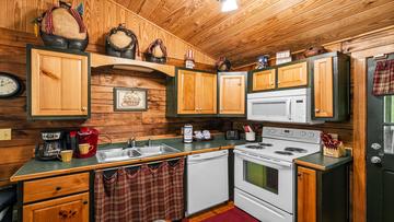 Cabin Rental Kitchen Fully equipped kitchen in your Smoky Mountain cabin rental.