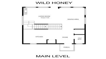 Smoky Mountains Cabin Rental Main Level Floorplan Main level floorplan for Smoky Mountains cabin rental Wild Honey.
