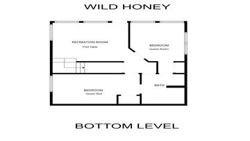 : Smoky Mountains Cabin Rental Bottom Level Floorplan Bottom level floorplan for Smoky Mountains cabin rental Queen Bee.