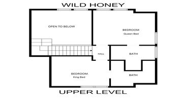 : Smoky Mountains Cabin Rental Upper Level Floorplan Upper level floorplan for Smoky Mountains cabin rental Queen Bee.