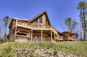 Exterior of A Point Of View cabin in the Tennessee Smoky Mountains. at A Point of View in Gatlinburg TN